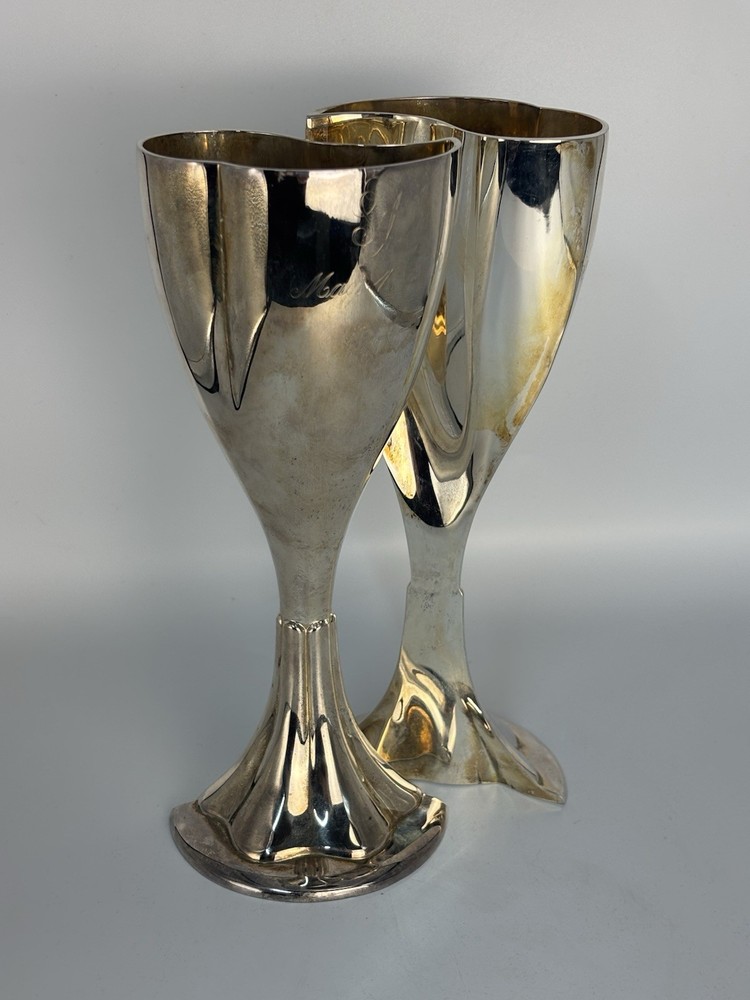 Things Remembered Silver Tone Engraved Champagne Flute Set of 2