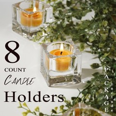 8-Pack Clear Glass Square Tealight Holders for Events & Decor