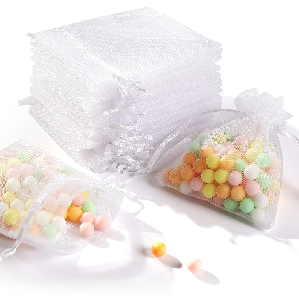 100 Count Sheer Organza Gift Bags with Drawstrings 3×4 Inches for Weddings Pa…