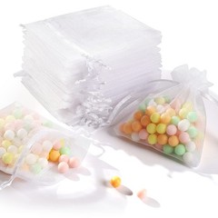 100 Count Sheer Organza Gift Bags with Drawstrings 3×4 Inches for Weddings Pa…