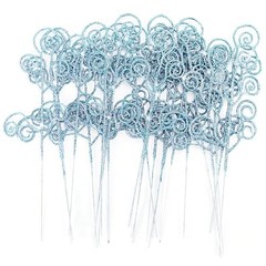 Pieces Glitter Christmas Picks Ornaments Decorative Sticks Candy 24 Light Blue