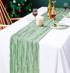 2 Pcs 13FT Sage Green Cheesecloth Table sage green cheesecloth table runner