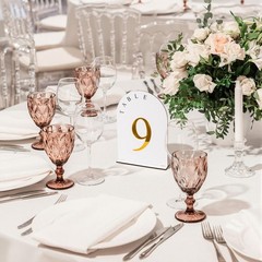 20 PCS Wooden Wedding Table Numbers 1-20 Stand 5×7 Inch Arch Gold Acrylic