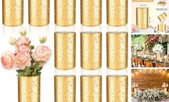 12 Pcs Gold Cylinder Vases for Centerpieces, 6 As Pictures Shown 6 x 3.5 Inch