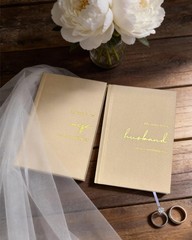 WeddingGiftsWedding Wedding Vow Books His and Hers-Canvas Linen XZ-HW-Beige