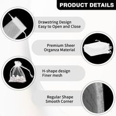 50PCS Sheer Organza Gift Bags 3x4in Drawstring Party Favor Jewelry Pouches 50pcs