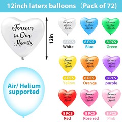 72 Pcs Memorial Balloons Funeral Heart Memory 74 Piece Set, Blue,white