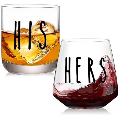 His and Hers Drinking Glasses Set Of 2, Wedding His & Hers Drinking Glasses