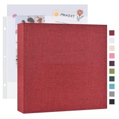 12×12 Inch Large 3 Ring DIY Scrapbook Photo Album with 12×12 Inch 40 Pages Red
