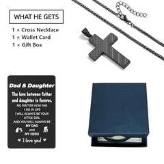 Gift for Dad, Cross Necklace Wallet Card for Dad, Father’s Day Dad&Daughter