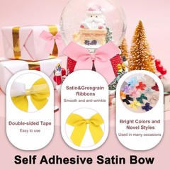 12 Pack Mini Grosgrain Ribbon Bow 2″ Self Adhesive Flower Bows Yellow