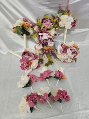 Sunset Wedding Bouquet – 11 Pc Wedding Bouquet Set, Ivory, Pink, Orange, Purple