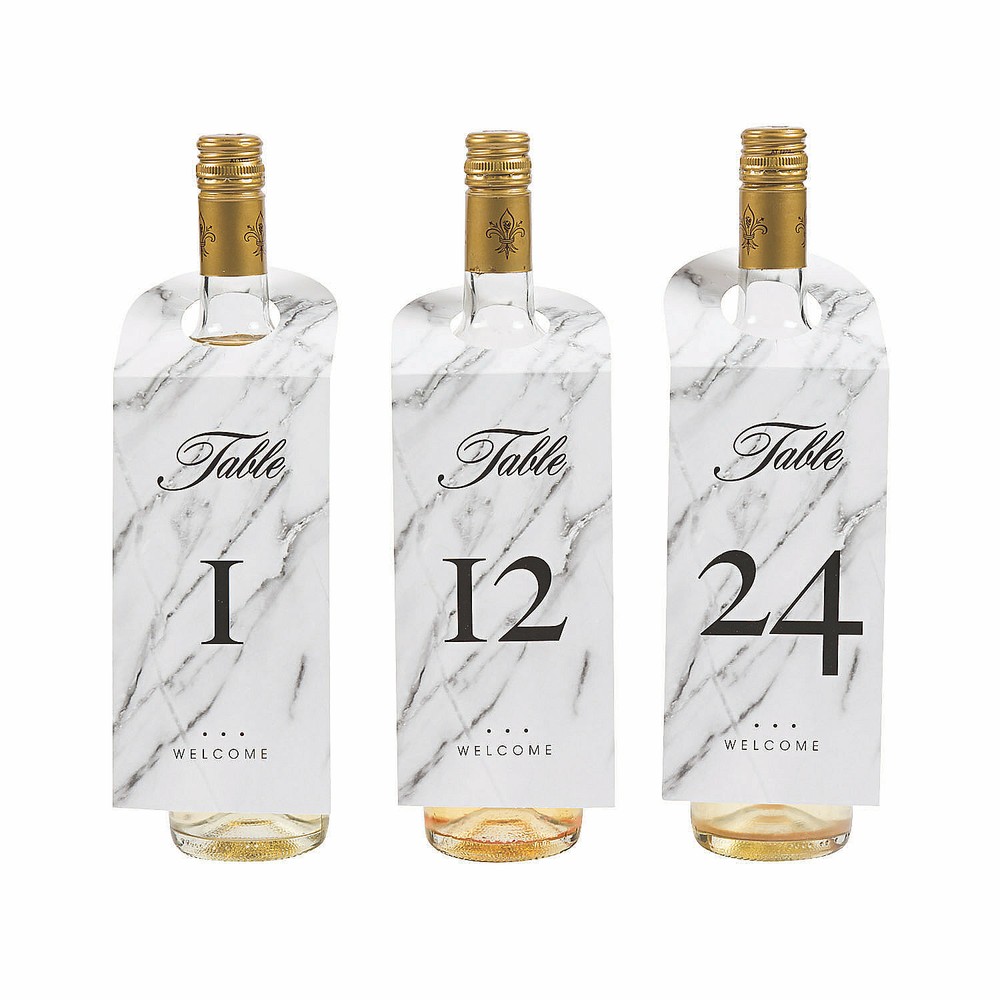 Wine Bottle Tag Table Numbers, Party Supplies, 25 Pieces