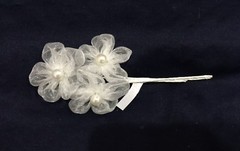 36 Flower Bridal Organza w/Pearls Flowers.3 Flower x12 /per bag.Pick Your Color!
