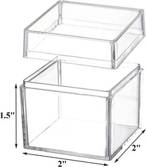 Okllen 36 Pack Acrylic Boxes with Lid, Clear Square Cubes Treat Gift Boxes Candy