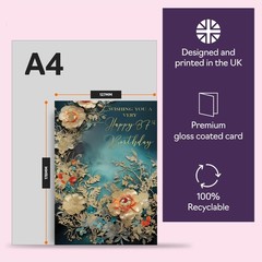 Beautiful Gold 87th Birthday Cards for Women Men – Wonderful Golden Flowers -…