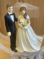 Vintage Wilton Bride And Groom Wedding Cake Topper Hand Beaded 7”