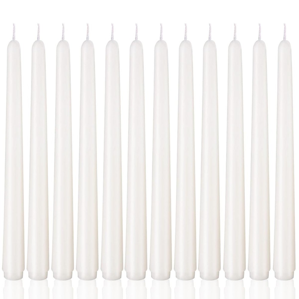 12 Pack White Taper Candles – 10 Inch Dripless, 10 inch,