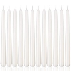 12 Pack White Taper Candles – 10 Inch Dripless, 10 inch,