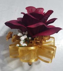 Burgundy Gold Rose Hydrangea Bridal Wedding Bouquet Accessories