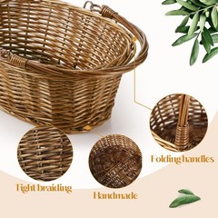 Small Wicker Basket with Handle Flower Girl Baskets Oval Willow Woven Braided…