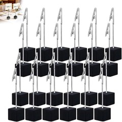 24 Pcs Wooden Cube Memo Holders with Alligator Clips, Table Number Stands for