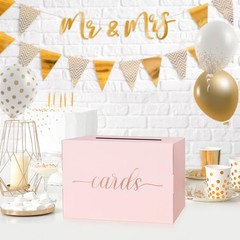 Pink Card Box Party Gift Paper Holder Rose Gold Foil Design Wedding Receptions