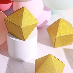 25 Glittered 4″ Geometric Favor Boxes Gift Holders Wedding Party Decorations