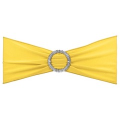 10Pcs 14″x5″ Stretch Chair Sashes Bows Chair Bands Sash with Buckle Yellow
