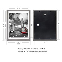 12×16 Rustic Picture Frames Display 11×14 Pictures with Mat or 12×16 Photos w…