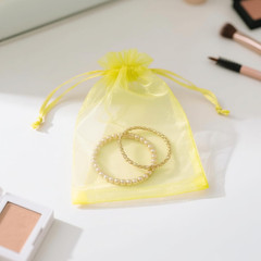 25PCS Yellow Organza Bags 5×7 inches – Sheer Mesh Jewelry Pouches, Organza Gift