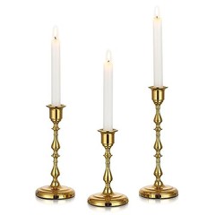 Brass Candlestick Holders Vintage: Taper Candle Holder Metal 1 Set(3 Pcs) Gold
