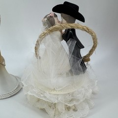 Western Bride Groom Champagne Flutes Set Cowboy Hat Rustic Wedding Toast