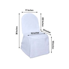 BRAND NEW Polyester BANQUET – REUSABLE Chair Cover – WHITE – 1 pc