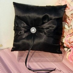 Wedding Ring Pillow Wedding Ring Cushion Ring Bearer Pillow，Black，7.8 * 7.8 inch