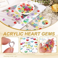 250Pcs Acrylic Heart Gems Heart Shaped Bauble Vase Fillers Ornaments Blue