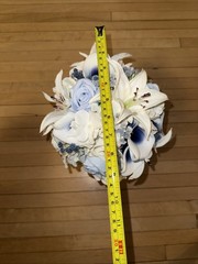 Lot Of 3 Sink Floral Bouquets Bride Groom Maid Of Honor Flower Girl Blue & White