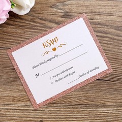 ponatia 25 Pieces/Pack Rose Gold Glitter Printed RSVP Cards with Envelopes