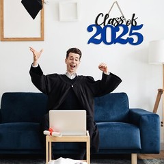 Class of 2025 Wooden Sign – Blue Graduation Decorations & Photo Booth Prop fo…