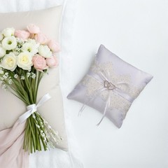 2 Pcs Lace Wedding Ring Pillow Kneeling Bearer Cushion for Party