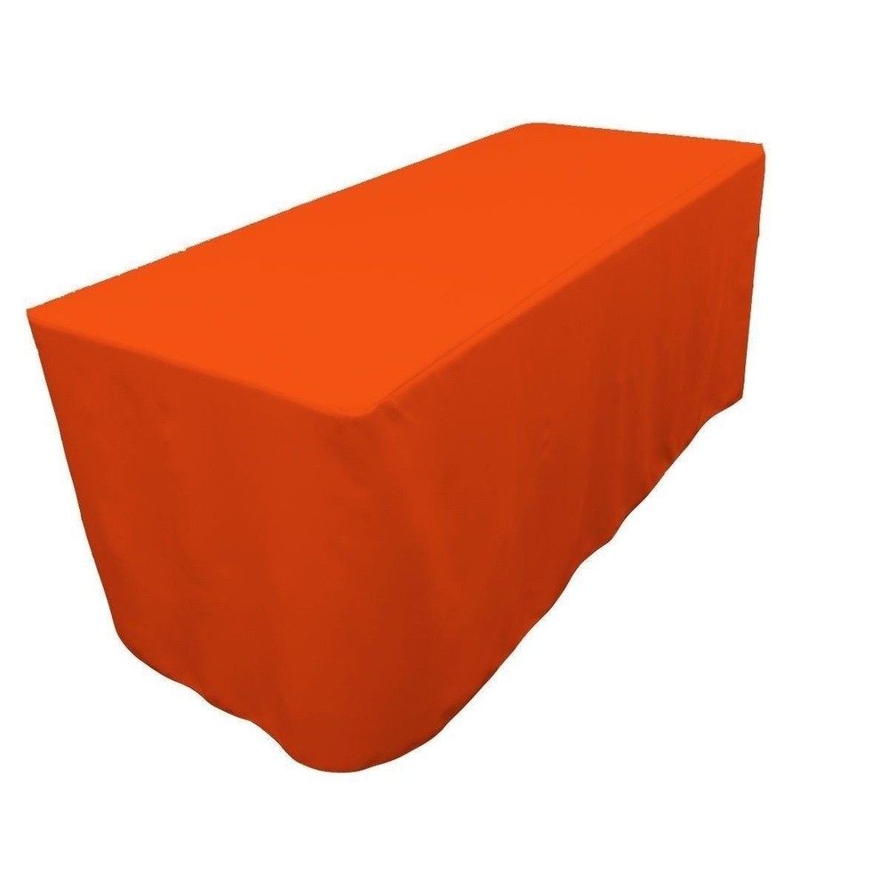 6′ ft. Fitted Polyester Tablecloth Wedding Trade show Booth party DJ Orange