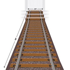 2 Piece Novelty Polyester Fabric Railroad Track Aisle Runners for Train Theme