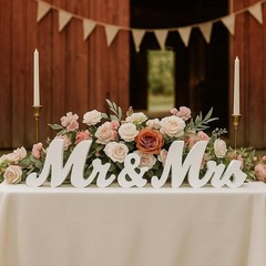 Wedding Table Sign – Mr & Mrs Wooden Letters Centerpieces Decor for Reception, C
