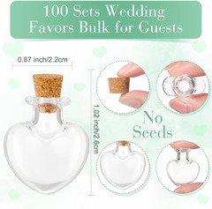 300 Pcs Wedding Favors Set with Glass Bottles, Thank You Cards, Bags