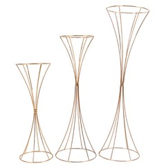 3 pcs Gold Wedding Table Hourglass-shaped Flower Stand For Anniversary Ceremony