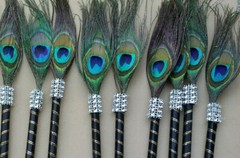 12Peacock Feather Pen FAVOR for Wedding,Sweet 16,Bridal Shower,Quinceañera,Party