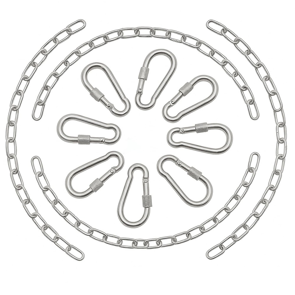 4 Pack 25in Hanging Swing Chain with 4 Carabiners, 440LB Capacity Hanging Kit…