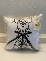 New Wedding Ring Pillow w/Black and White Design 7.5″ x 7.5″