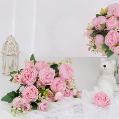 MARTINE MALL 2 Packs Peonies Artificial Flowers, Light Pink Artificial Peonies