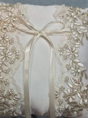 Wedding His/Her Ring Pillow Beaded & Embroidered Beautiful